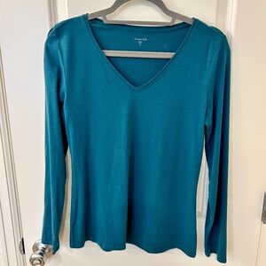 Garnet Hill Essential Long Sleeved Tee in Teal